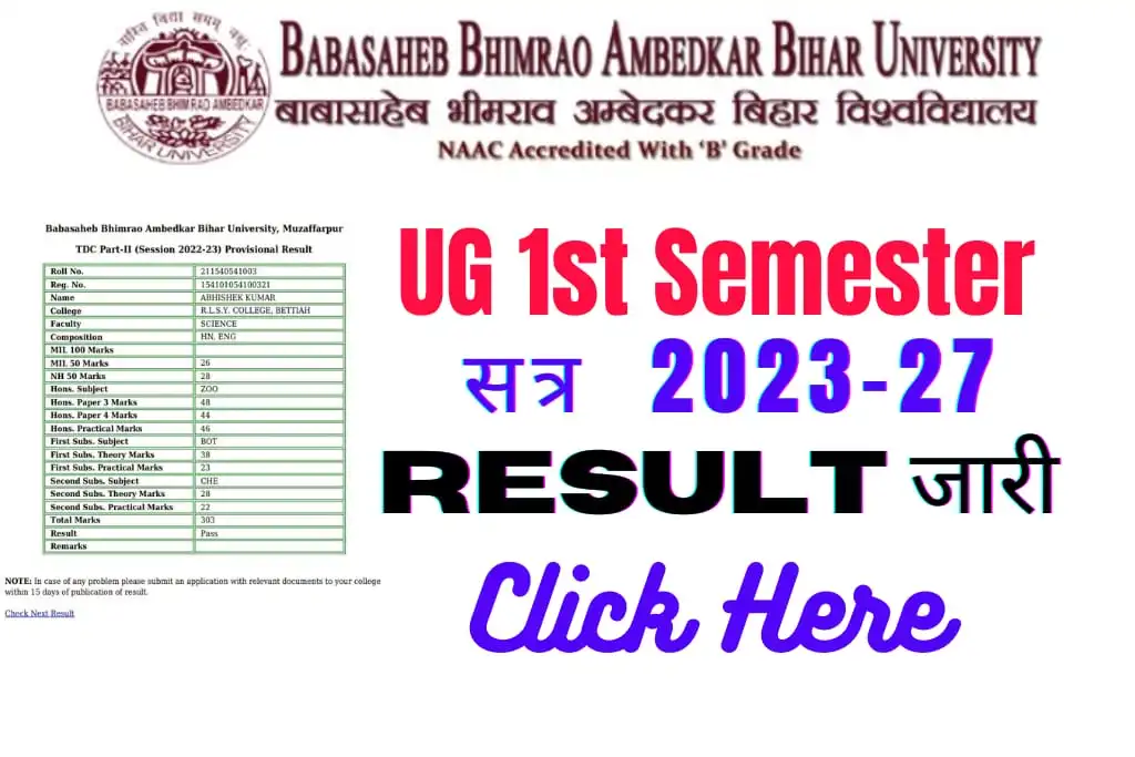 BRABU ug 1st Semester Result check 2023-27