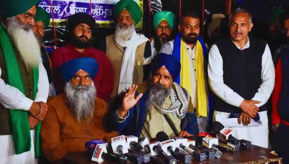 Farmer leader Sarwan Singh Pandher with media